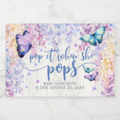 Butterfly Pop het als ze Pop mini mousserende wijn Sparkling Wijnetiket (Enkel label)