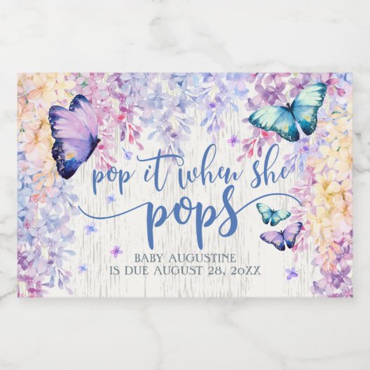 Butterfly Pop het als ze Pop mini mousserende wijn Sparkling Wijnetiket (Enkel label)