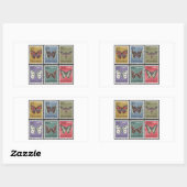 Butterfly Postage Stamps Rechthoekige Sticker (Vel)