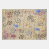 Butterfly Postal Stamp Print Patroon Inpakpapier Vel (Voorkant 2)