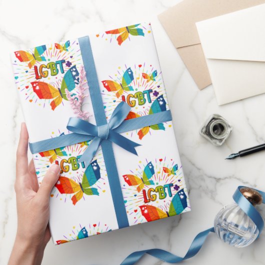 Butterfly Pride Love is liefde voor LGBT-bewustzij Cadeaupapier (Geschenken)