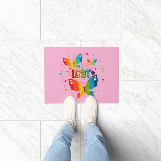 Butterfly Pride Love is liefde voor LGBT-bewustzij Deurmat (Binnen)