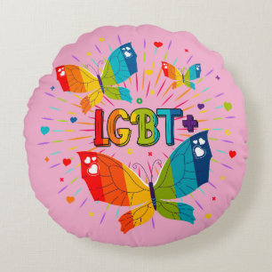 Butterfly Pride Love is liefde voor LGBT-bewustzij Rond Kussen