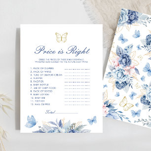 Butterfly Prijs is Right Boy Baby shower Spel