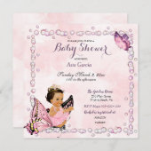 Butterfly Princess Baby Girl Invitation Kaart (Voorkant / Achterkant)