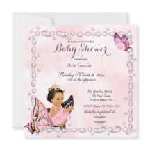 Butterfly Princess Baby Girl Invitation