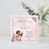Butterfly Princess Baby Girl Invitation Kaart (Staand voorkant)