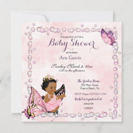 Butterfly Princess Baby Girl Invitation Kaart
