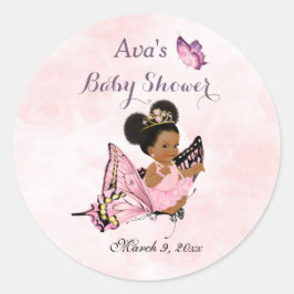 Butterfly Princess Baby Girl Pink Classic Round St Ronde Sticker