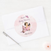 Butterfly Princess Baby Girl Pink Ronde Sticker (Envelop)