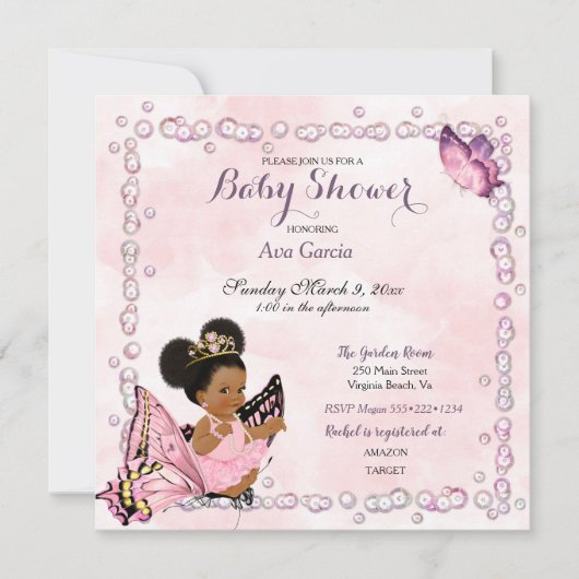 Butterfly Princess Baby Girl Puffs Kaart (Voorkant)