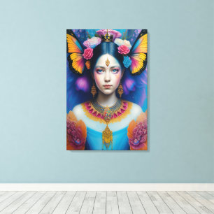 Butterfly prinses met kleine kroon canvas afdruk