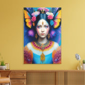 Butterfly prinses met kleine kroon canvas afdruk (Insitu (Woonkamer))
