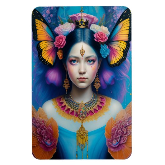 Butterfly prinses met kleine kroon magneet (Verticaal)