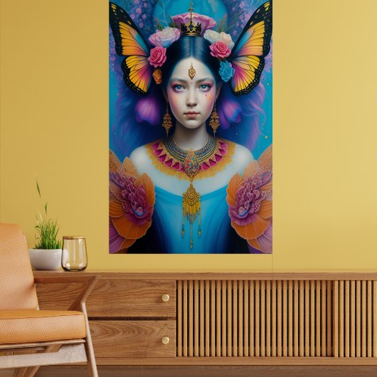 Butterfly prinses met kleine kroon poster (Woonkamer 2)