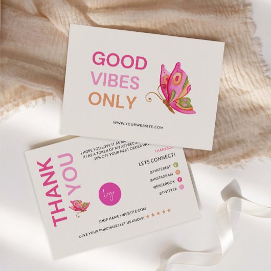 Butterfly Printable Dank u kaart, Zakelijk Bedankkaart