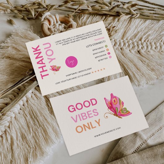 Butterfly Printable Dank u kaart, Zakelijk Bedankkaart