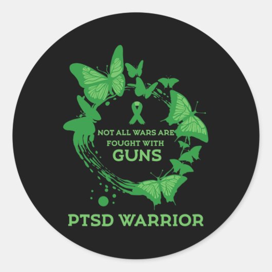 Butterfly PTSS Quote Depressie Preventie US Army Ronde Sticker (Voorkant)