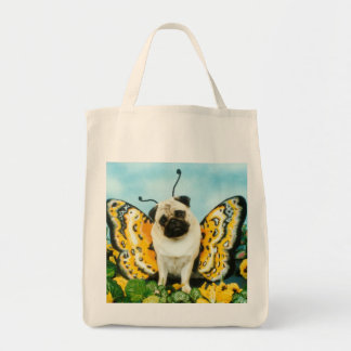Butterfly Pug Grocery Bag Tote Bag