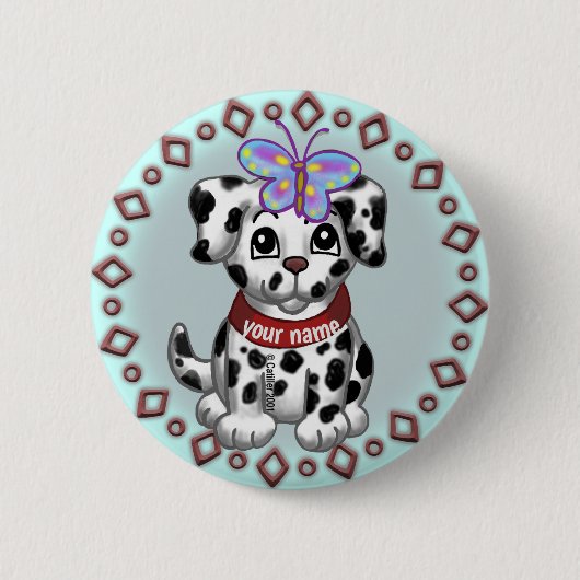 Butterfly Puppy Ronde Button 5,7 Cm (Voorkant)