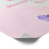 Butterfly Purple Flowers baby shower Welkomstbord Poster (Hoek)
