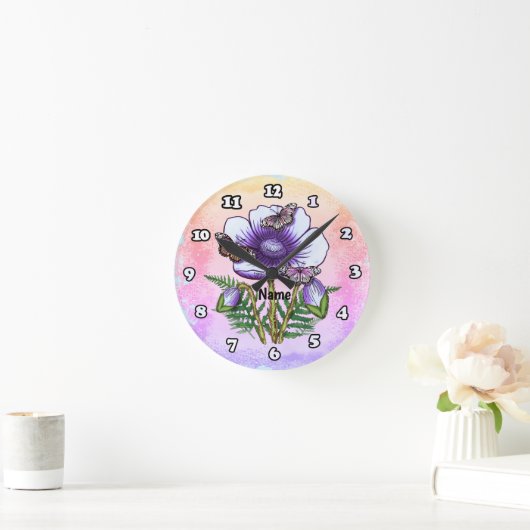 Butterfly Purple Poppy  Ronde Klok (Huis)