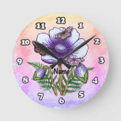 Butterfly Purple Poppy  Ronde Klok (Voorkant)