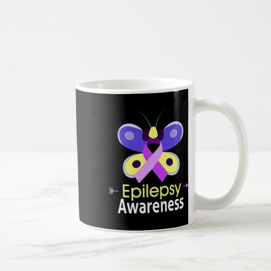 Butterfly Purple Ribbon Epilepsy Awareness Support Koffiemok (Rechts)
