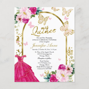 Butterfly Quince Bilingual Budget Invitations