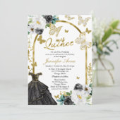 Butterfly Quince Bilingual Invitations Kaart (Staand voorkant)