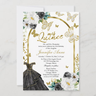 Butterfly Quince Bilingual Invitations Kaart