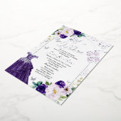 Butterfly Quince Dark Paarse Dress Silver Folie Uitnodiging (Gedraaid)