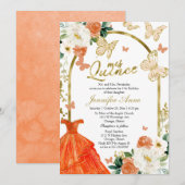 Butterfly Quince Uitnodigingen Sinaasappel Bloemen (Voorkant / Achterkant)