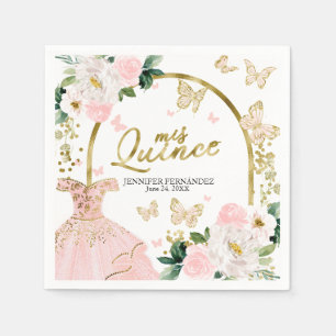 Butterfly Quinceanera Napkins Floral Dress Servet