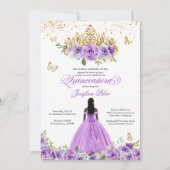 Butterfly Quinceañera Paarse Waterverf Flowers Kaart (Voorkant)