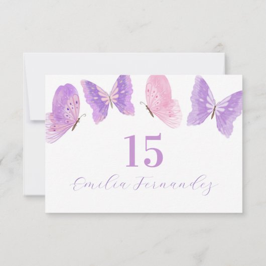 Butterfly Quinceañera RSVP Response Card (Achterkant)