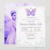 Butterfly Quinceañera Verjaardag Uitnodiging (Voorkant / Achterkant)