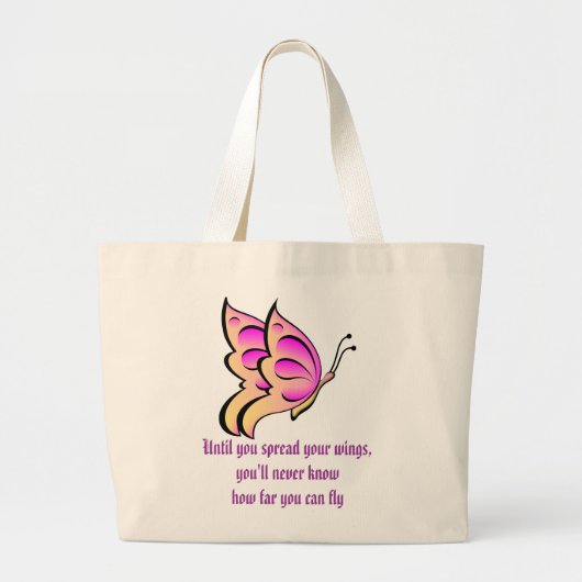 Butterfly Quote Grote Tote Bag (Voorkant)