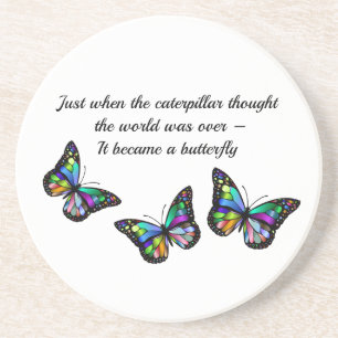Butterfly Quote Inspirerend aanmoediging  Zandsteen Onderzetter