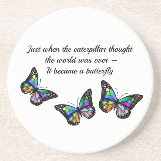 Butterfly Quote Inspirerend aanmoediging  Zandsteen Onderzetter (Voorkant)