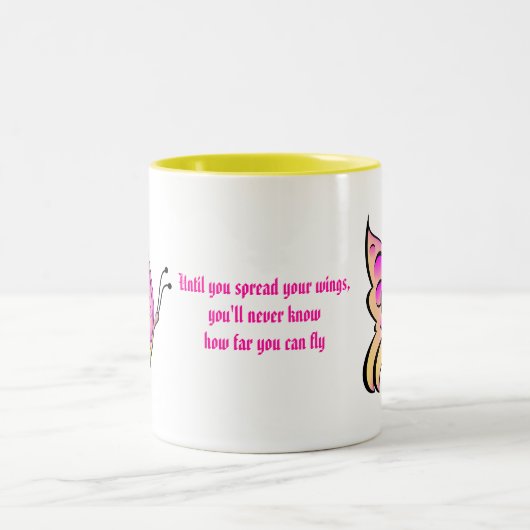 Butterfly Quote Tweekleurige Koffiemok (Center)