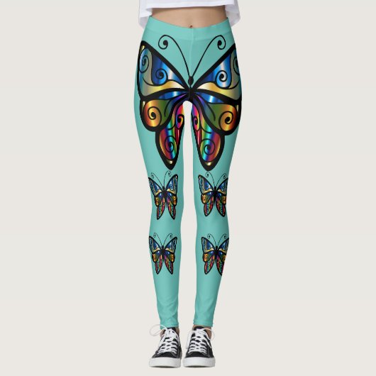 BUTTERFLY RAINBOW COLOREN YOGA PANTS LEGGINGS (Voorkant)