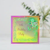 Butterfly Rainbow Girls 10e verjaardagsfeestje Kaart (Staand voorkant)