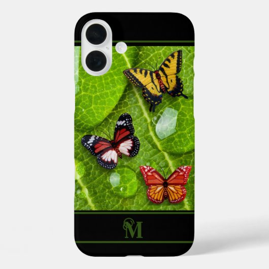 Butterfly Raindrops Leaf Natuur Case-Mate iPhone Case (Achterkant)