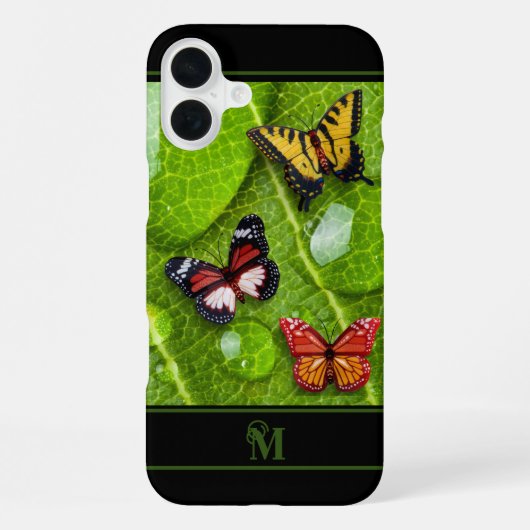 Butterfly Raindrops Leaf Natuur iPhone Hoesje (Achterkant)