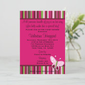 Butterfly Rasberry roze Lime Green Party nodigt ui Kaart (Staand voorkant)