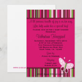 Butterfly Rasberry roze Lime Green Party nodigt ui Kaart (Voorkant / Achterkant)
