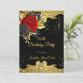 Butterfly Red Rose Bloemen Gouden edelstenen Verja Kaart (Staand voorkant)