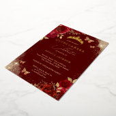 Butterfly Red Rose Gold Tiara Quinceanera Folie Uitnodiging (Gedraaid)