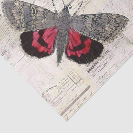 Butterfly Red Tulip Frans Weefselpapier Tissuepapier (Detail)